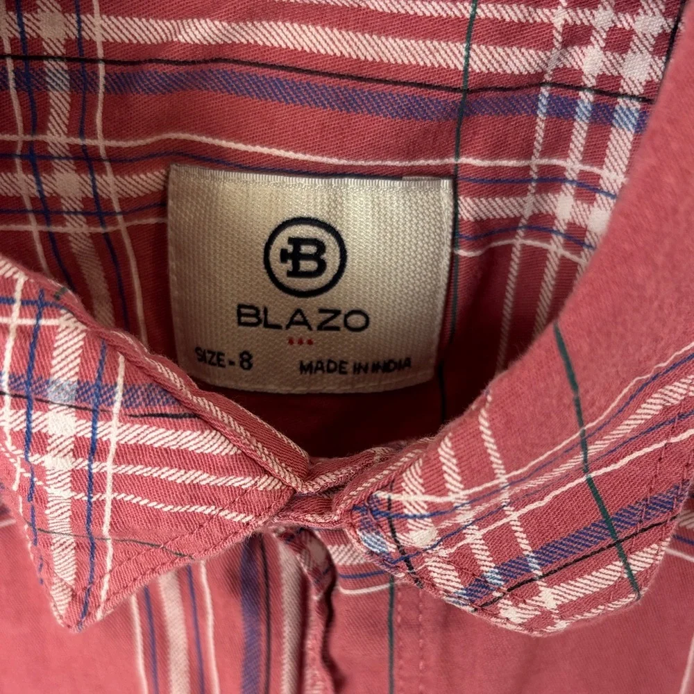 Boys' Red Plaid Button-Down Shirt -235sku